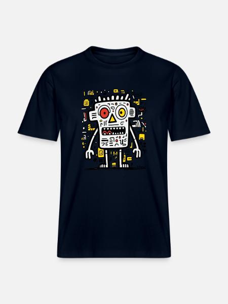 Abstract Funny Pop Art -- Monster -  RELAXED FIT Unisex Organic T-Shirt - french navy