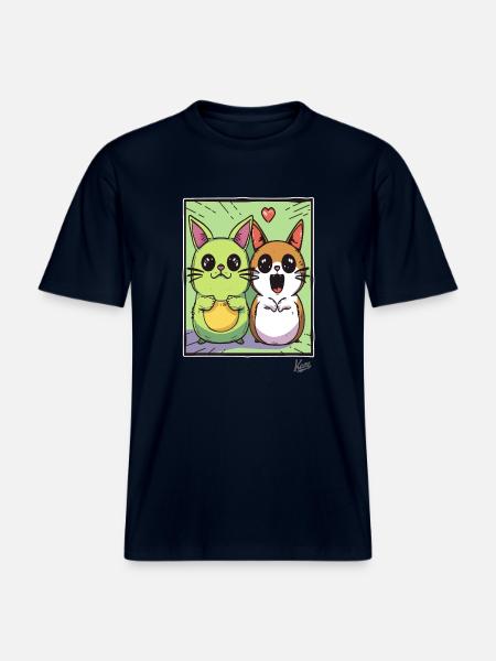 Funny, lovable cat friends - RELAXED FIT Unisex Organic T-Shirt - french navy