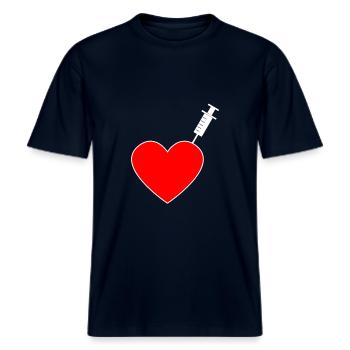 Vaccination - Je suis vacciné -  T-shirt unisexe RELAXED FIT en coton bio - marine - Devant - Alina (178cm) & Michal (187cm)