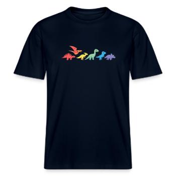 Regenbogen-Dinos -  RELAXED FIT Unisex Organic T-Shirt - Navy - Vorne - Alina (178cm) & Michal (187cm)