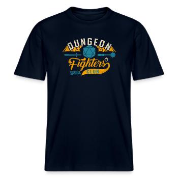 Dungeons And Dragons Dungeon Fighter Club -  RELAXED FIT Unisex Organic T-Shirt - Navy - Vorne - Alina (178cm) & Michal (187cm)