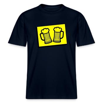 Bière Chope De Bière Symbole Booze Verre À Bière -  T-shirt unisexe RELAXED FIT en coton bio - marine - Devant - Alina (178cm) & Michal (187cm)