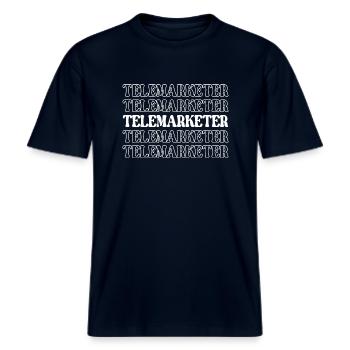 Télévendeur/télévendeuse par téléphone Ventes -  T-shirt unisexe RELAXED FIT en coton bio - marine - Devant - Alina (178cm) & Michal (187cm)
