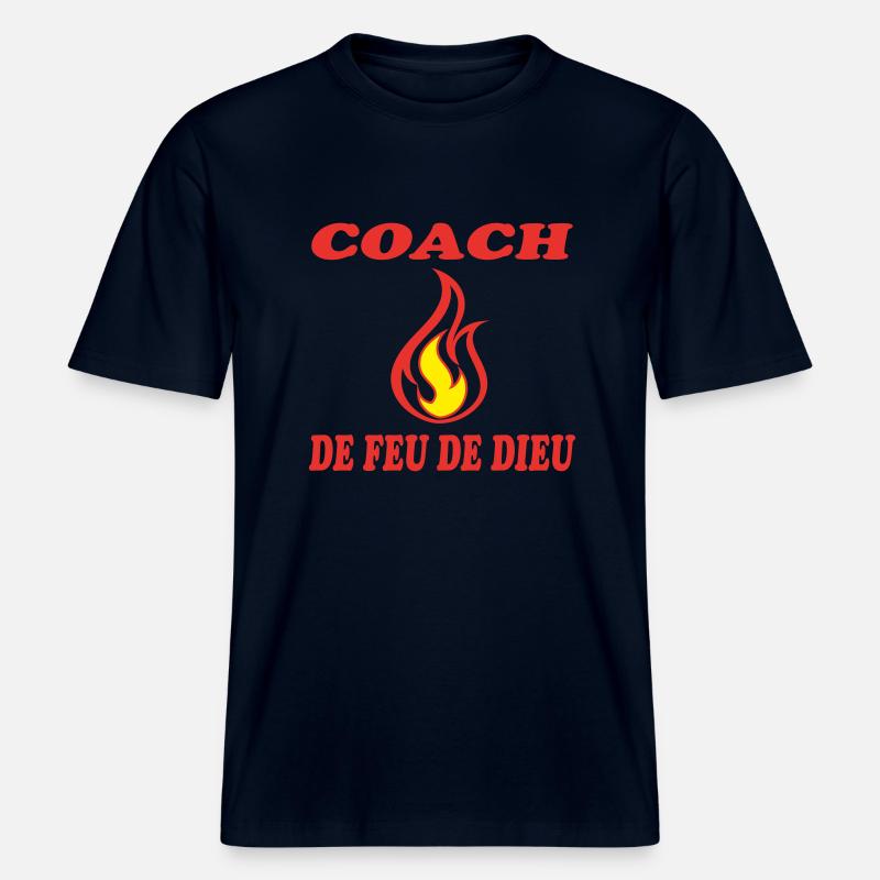 COACH DE FEU DE DIEU - T-shirt unisexe RELAXED FIT en coton bio - marine