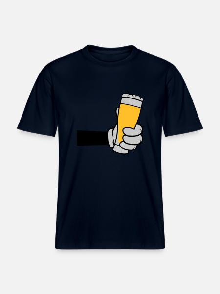 Toast beer glass Comic Hand - RELAXED FIT Unisex Organic T-Shirt - french navy