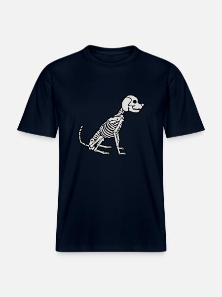 Halloween Skeleton Dog Design - RELAXED FIT Unisex Organic T-Shirt - french navy