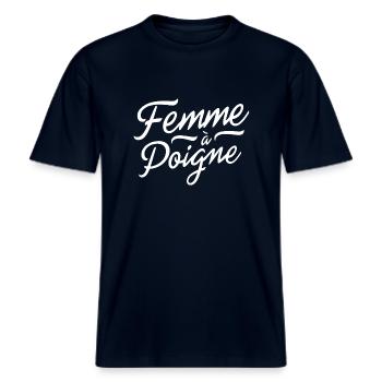 Femme à poigne -  T-shirt unisexe RELAXED FIT en coton bio - marine - Devant - Alina (178cm) & Michal (187cm)