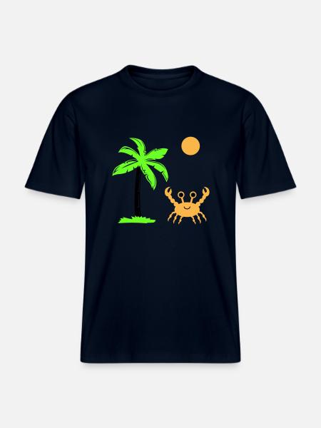 crab, sun, palm - RELAXED FIT Unisex Organic T-Shirt - french navy