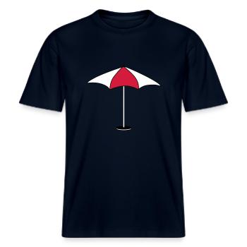 parasol parasol protection soleil plage mer -  T-shirt unisexe RELAXED FIT en coton bio - marine - Devant - Alina (178cm) & Michal (187cm)