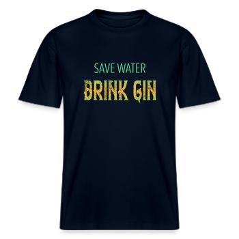 Gin -  RELAXED FIT Unisex Organic T-Shirt - Navy - Vorne - Alina (178cm) & Michal (187cm)