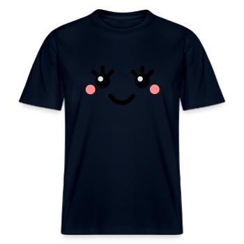 cute_face -  T-shirt unisexe RELAXED FIT en coton bio - marine - Devant - Alina (178cm) & Michal (187cm)