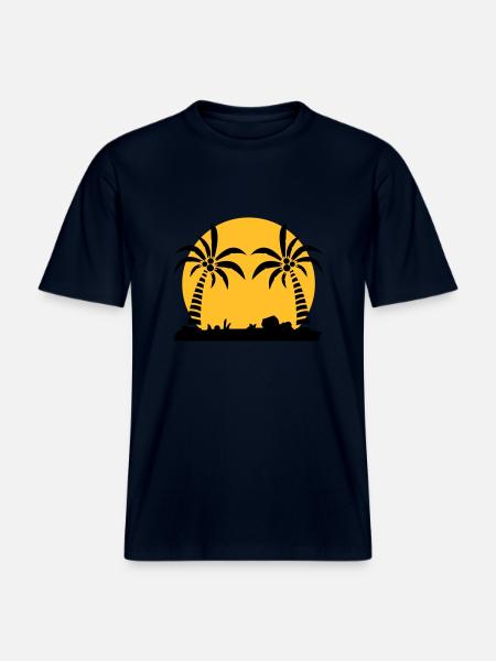 island_palm_sunset_ve2 - RELAXED FIT Unisex Organic T-Shirt - french navy