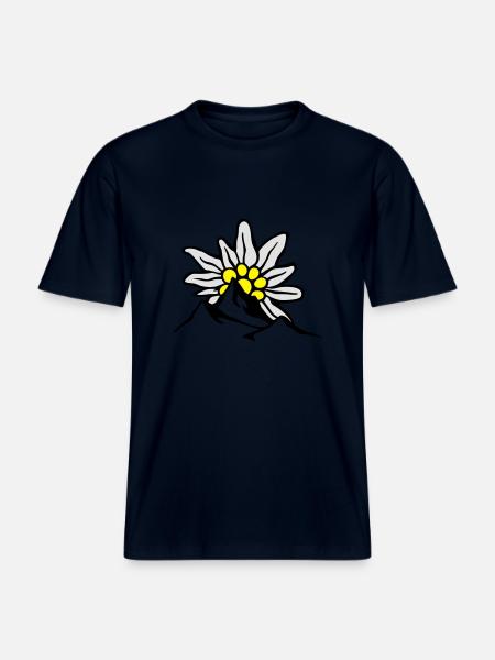 bergpanorama_mit_aufgehender_edelweissso - RELAXED FIT Unisex Organic T-Shirt - Navy