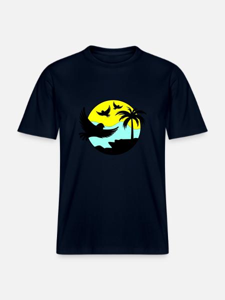 paradise birds 02 - RELAXED FIT Unisex Organic T-Shirt - Navy