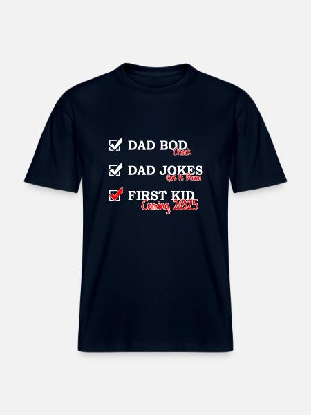 Første gang far 2025 - Far bod Far jokes -  Økologisk unisex T-shirt RELAXED FIT - navy