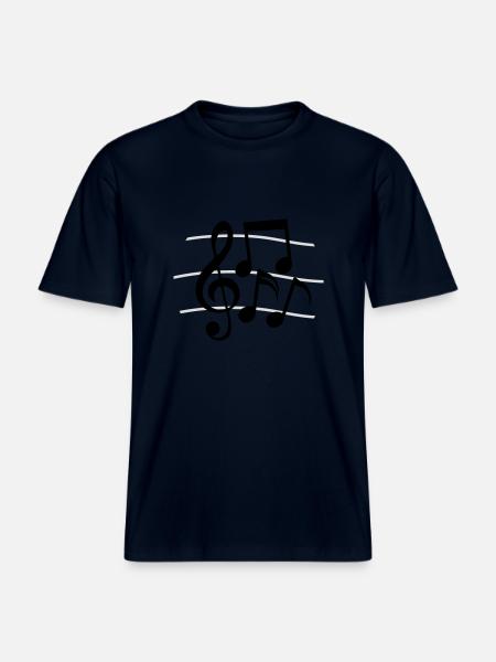 Lines Music Notes clef - RELAXED FIT Unisex Organic T-Shirt - french navy