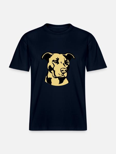 Pitbull zweifarbig - Hund Kampfhund - RELAXED FIT Unisex Organic T-Shirt - Navy