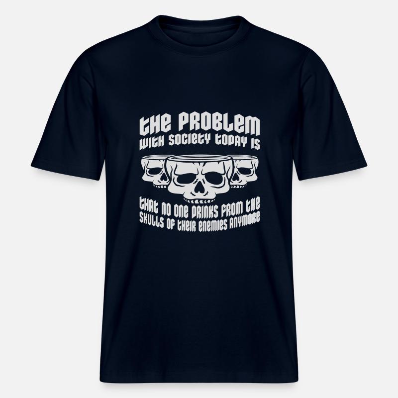 drinks from enemies skulls -  RELAXED FIT Unisex Organic T-Shirt - french navy