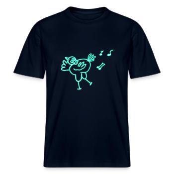 Poulet néon -  T-shirt unisexe RELAXED FIT en coton bio - marine - Devant - Alina (178cm) & Michal (187cm)