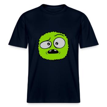 Visage sceptique de monstre poilu -  T-shirt unisexe RELAXED FIT en coton bio - marine - Devant - Alina (178cm) & Michal (187cm)