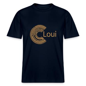 Pour Loui -  T-shirt unisexe RELAXED FIT en coton bio - marine - Devant - Alina (178cm) & Michal (187cm)