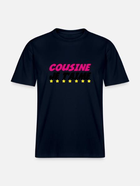 COUSINE JE t'aime -  T-shirt unisexe RELAXED FIT en coton bio - marine
