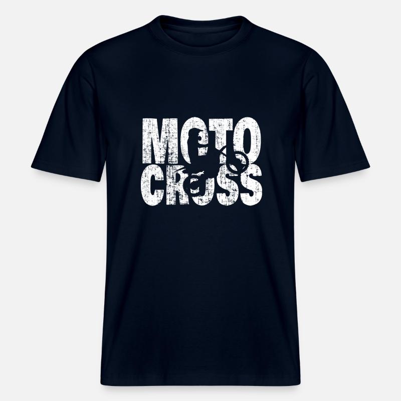 conception de motocross -  T-shirt unisexe RELAXED FIT en coton bio - marine