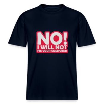 not fix your computer -  RELAXED FIT Unisex Organic T-Shirt - french navy - Front - Alina (178cm) & Michal (187cm)