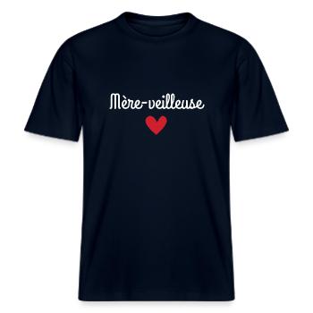 Mère veilleuse cadeau parfait pour Maman -  T-shirt unisexe RELAXED FIT en coton bio - marine - Devant - Alina (178cm) & Michal (187cm)