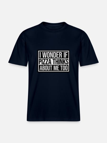 pizza thinks about me -  RELAXED FIT Unisex Organic T-Shirt - french navy