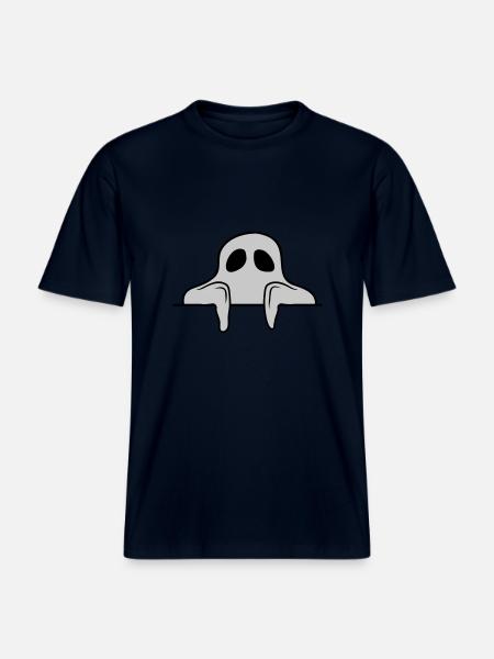 Ghost Behind Wall Comic -  RELAXED FIT Unisex Organic T-Shirt - french navy