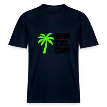 Barcelona -  RELAXED FIT Unisex Organic T-Shirt - french navy - Front - Alina (178cm) & Michal (187cm)