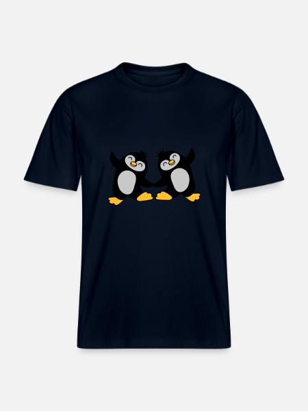2 pingouins mignons dansant -  T-shirt unisexe RELAXED FIT en coton bio - marine
