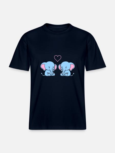 Elephant Love - RELAXED FIT Unisex Organic T-Shirt - french navy
