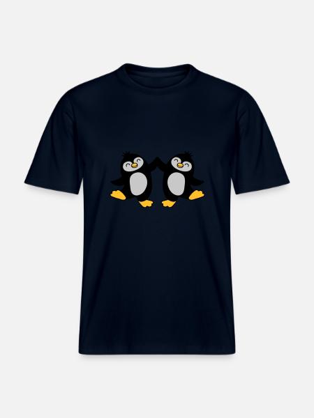 High Five Welcome Penguins - RELAXED FIT Unisex Organic T-Shirt - french navy