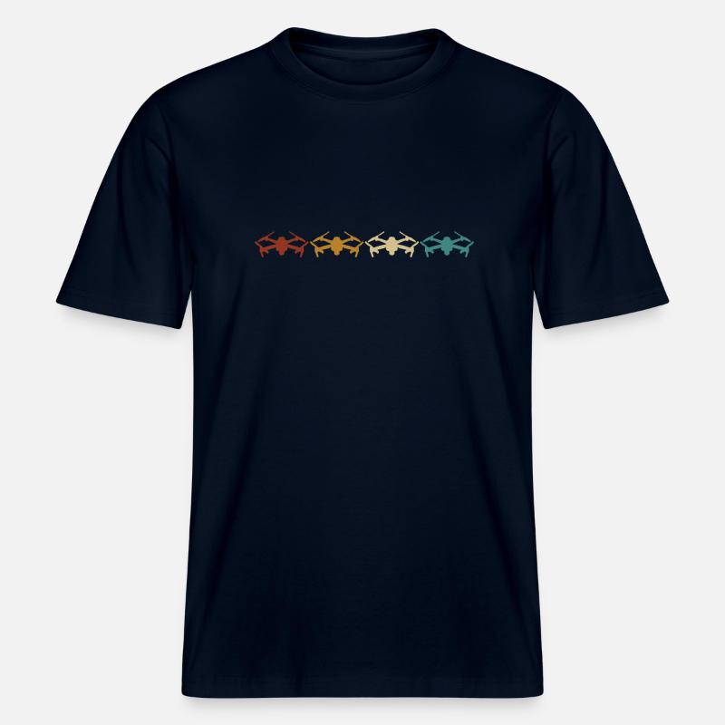 Retro Drones Drone Drones Quadcopter -  RELAXED FIT Unisex Organic T-Shirt - french navy