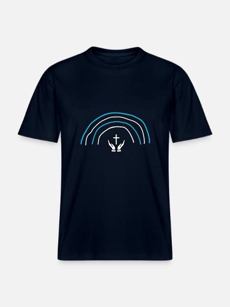 croix catholique irradiante - T-shirt unisexe RELAXED FIT en coton bio - marine