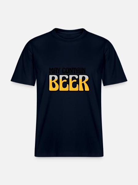 Logo May Contain Beer - RELAXED FIT Unisex Organic T-Shirt - french navy
