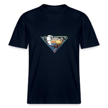 Sunriser -  RELAXED FIT Unisex Organic T-Shirt - Navy - Vorne - Alina (178cm) & Michal (187cm)