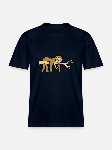 Happy hanging sloth -  RELAXED FIT Unisex Organic T-Shirt - french navy