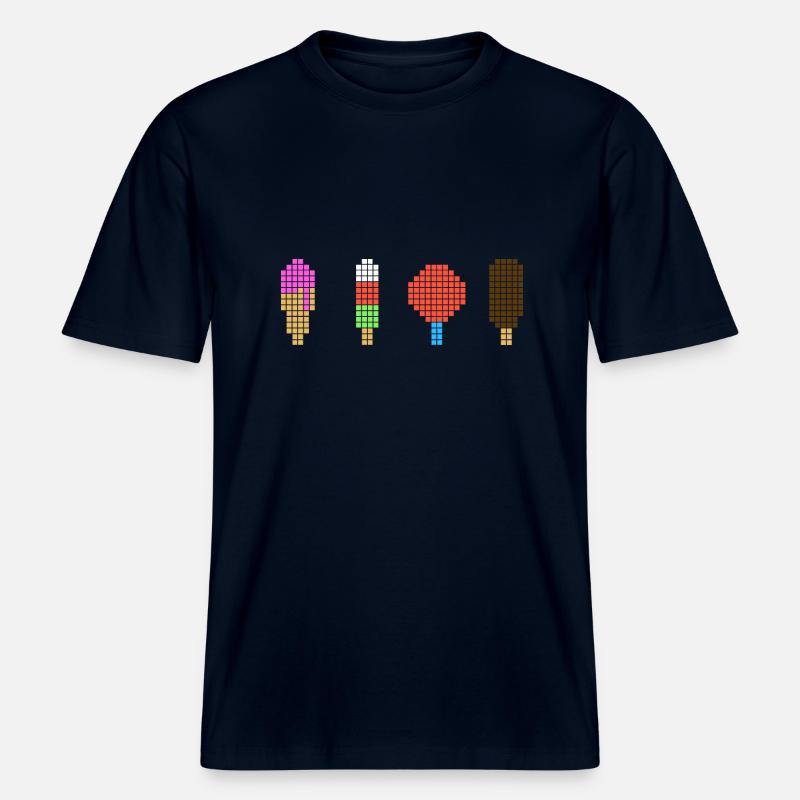 Pixel Eis - Retro Eiscreme -  T-shirt unisexe RELAXED FIT en coton bio - marine
