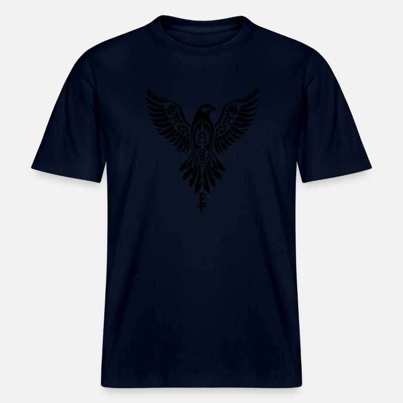Emblem eines Raubvogels oder Adlers -  RELAXED FIT Unisex Organic T-Shirt - Navy