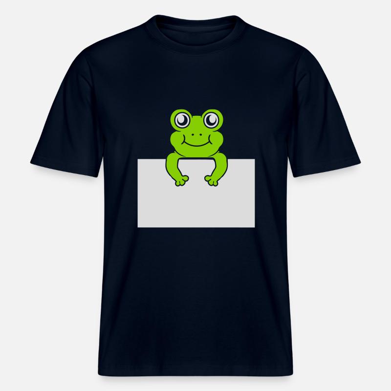 Present text Comic Frog -  RELAXED FIT Unisex Organic T-Shirt - french navy