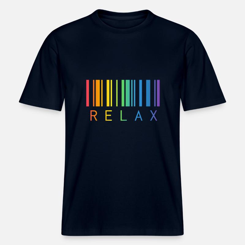 RELAX, CODE-BARRES, STRICHCODE -  T-shirt unisexe RELAXED FIT en coton bio - marine