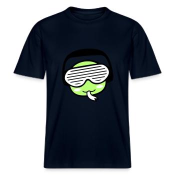 Coole DJ Schlange Gesicht Tier Kopf Musik Party -  RELAXED FIT Unisex Organic T-Shirt - french navy - Front - Alina (178cm) & Michal (187cm)