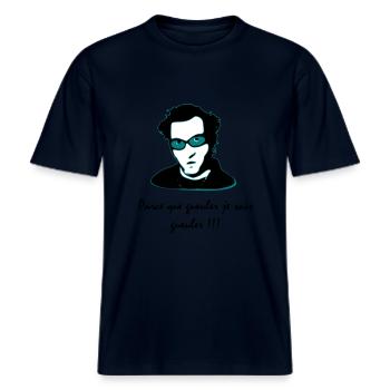 François l'embrouille -  T-shirt unisexe RELAXED FIT en coton bio - marine - Devant - Alina (178cm) & Michal (187cm)