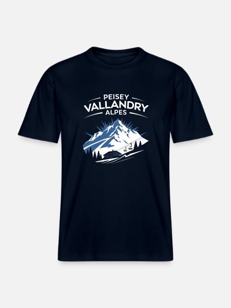 Peisey-Vallandry - Alpes - T-shirt unisexe RELAXED FIT en coton bio - marine