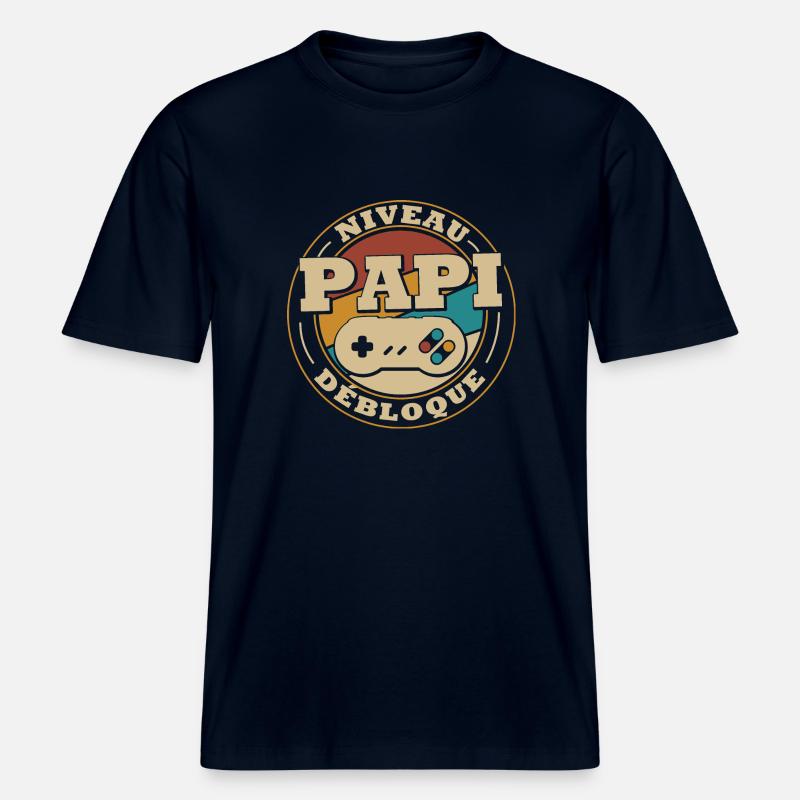 Niveau papi débloquer - T-shirt unisexe RELAXED FIT en coton bio - marine