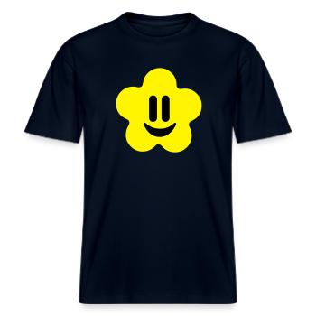 flower power -  RELAXED FIT Unisex Organic T-Shirt - Navy - Vorne - Alina (178cm) & Michal (187cm)