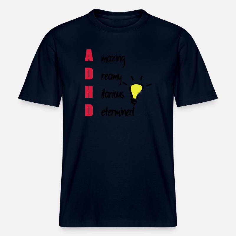 ADHD / ADHS Support Geschenk -  RELAXED FIT Unisex Organic T-Shirt - Navy